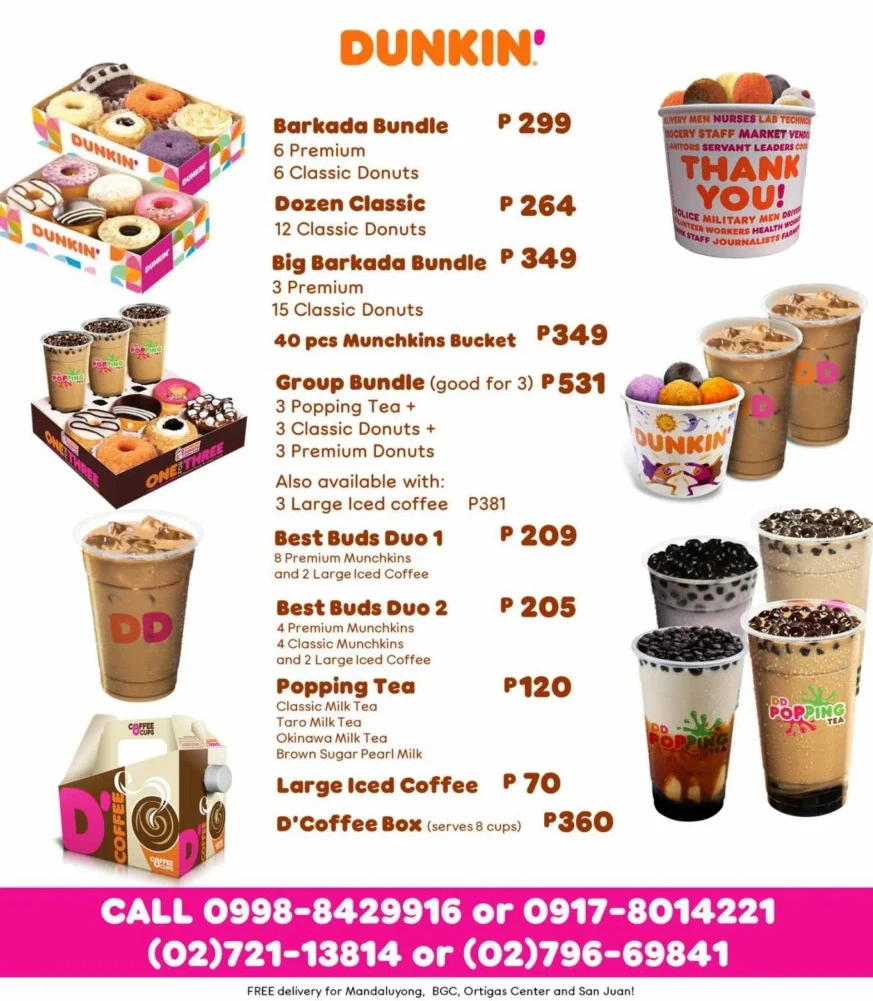 DUNKIN DONUTS DUNK CREATIONS MENU WITH PRICES